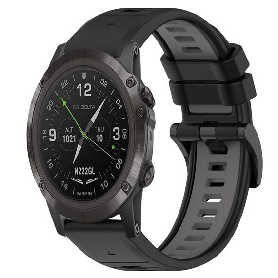 Per Garmin D2 Delta PX 26mm Cinturino sportivo in silicone bicolore (nero + grigio)