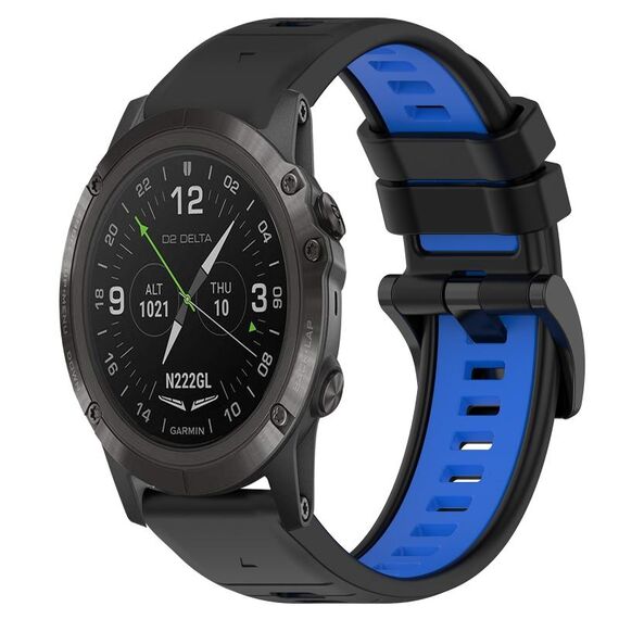 Per Garmin D2 Delta PX 26mm Cinturino sportivo in silicone bicolore (nero + blu)
