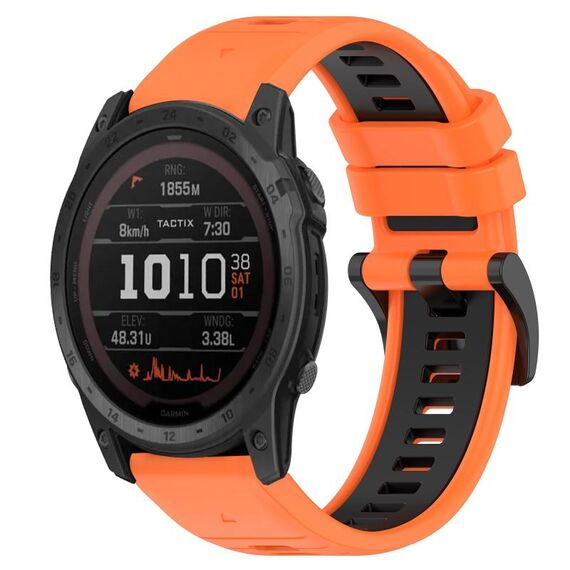 Per Garmin Tactix 7 Pro 26mm Cinturino sportivo in silicone bicolore (arancione + nero)