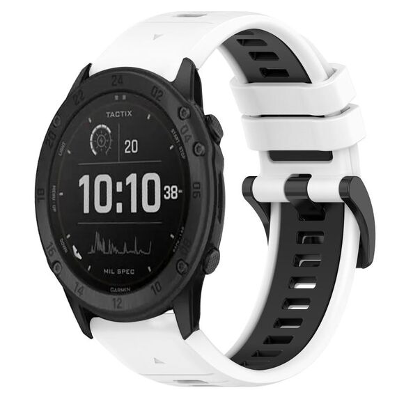 Per Garmin Tactix Delta 26mm Cinturino sportivo in silicone bicolore (bianco + nero)