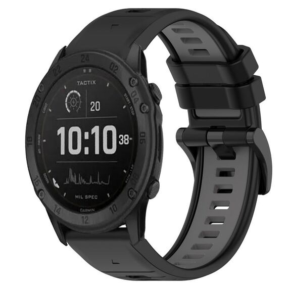 Per Garmin Tactix Delta 26mm Cinturino sportivo in silicone bicolore (nero + grigio)