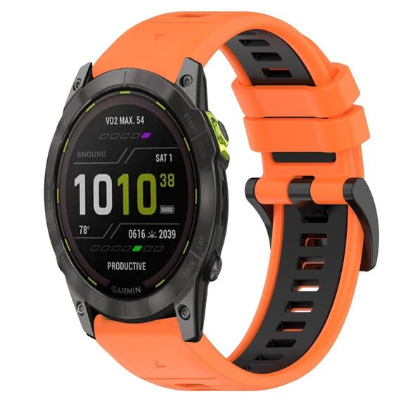 Per Garmin Enduro 2 26mm Cinturino sportivo in silicone bicolore (arancione + nero)