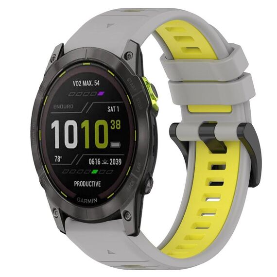 Per Garmin Enduro 2 26mm Cinturino sportivo in silicone bicolore (grigio + giallo)