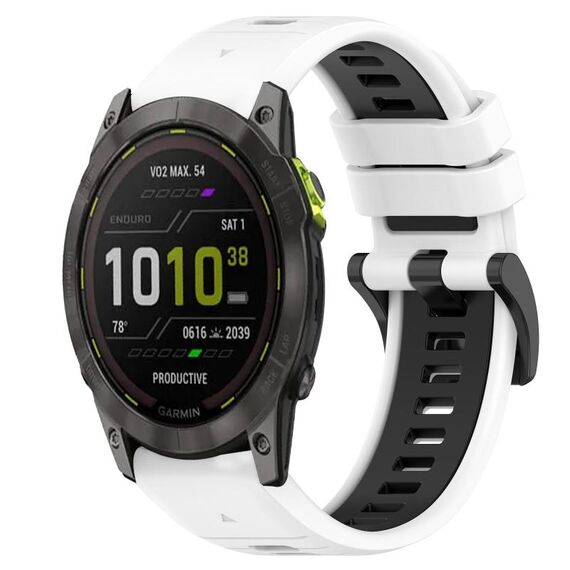 Per Garmin Enduro 26mm Cinturino sportivo in silicone bicolore (bianco + nero)
