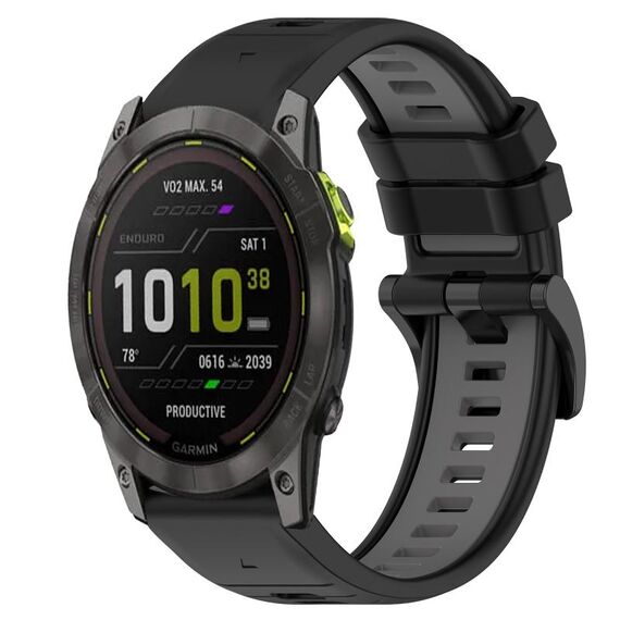Per Garmin Enduro 26mm Cinturino sportivo in silicone bicolore (nero + grigio)