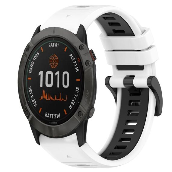 Per Garmin Fenix 6X 26mm Cinturino sportivo in silicone bicolore (bianco + nero)