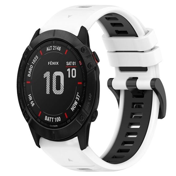 Per Garmin Fenix 6X Sapphire 26mm Cinturino sportivo in silicone bicolore (bianco + nero)