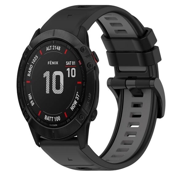 Per Garmin Fenix 6X Sapphire 26mm Cinturino sportivo in silicone bicolore (nero + grigio)