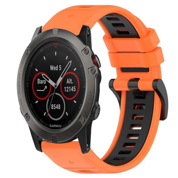 Per Garmin Fenix 5X Sapphire 26mm Cinturino sportivo in silicone bicolore (arancione + nero)