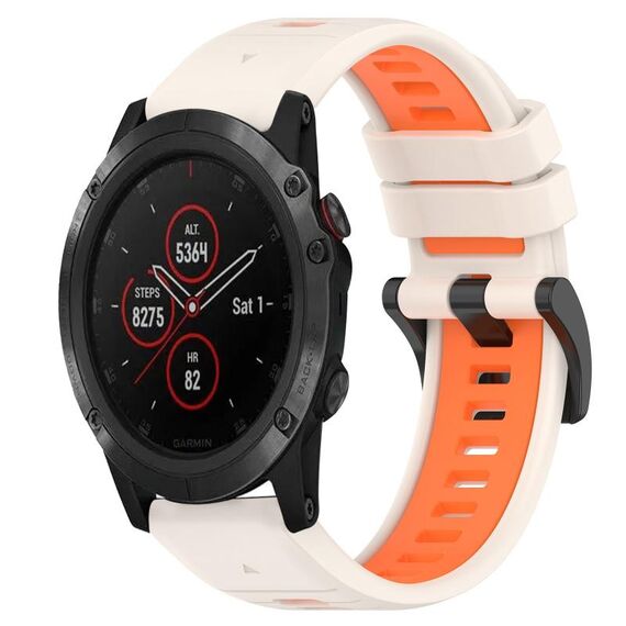 Per Garmin Fenix 5X Plus 26mm Cinturino sportivo in silicone bicolore (Starlight + Orange)