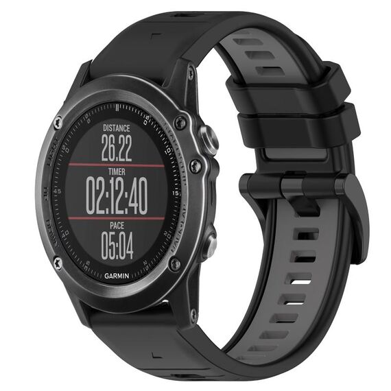 Per Garmin Fenix 3 26mm Cinturino sportivo in silicone bicolore (nero + grigio)