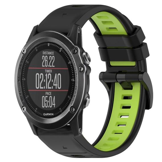 Per Garmin Fenix 3 26mm Cinturino sportivo in silicone bicolore (nero + verde lime)