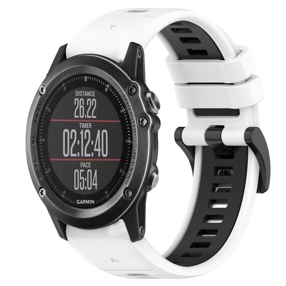 Per Garmin Fenix 3 HR 26mm Cinturino sportivo in silicone bicolore (bianco + nero)