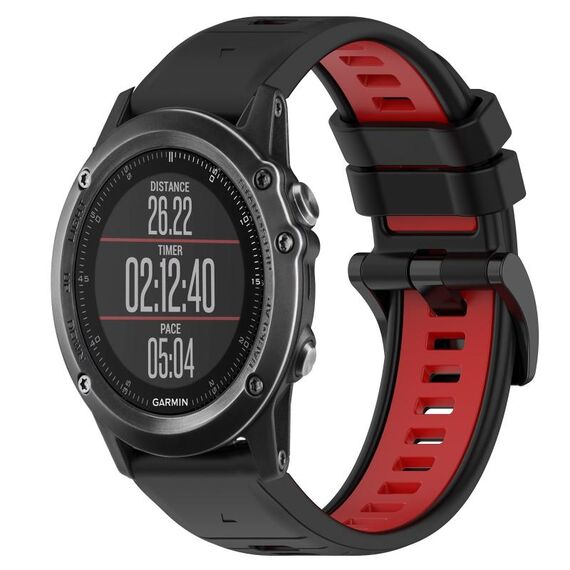 Per Garmin Fenix 3 HR 26mm Cinturino sportivo in silicone bicolore (nero + rosso)