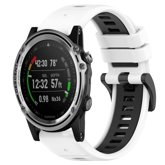 Per Garmin Descent MK 1 26mm Cinturino sportivo in silicone bicolore (bianco + nero)