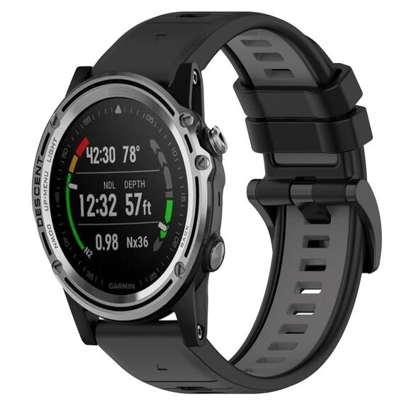 Per Garmin Descent MK 1 26mm Cinturino sportivo in silicone bicolore (nero + grigio)