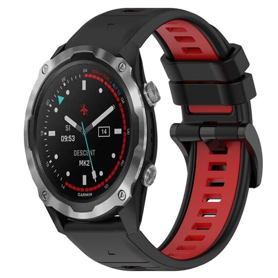 Per Garmin Descent MK 2i 26mm Cinturino sportivo in silicone bicolore (nero + rosso)