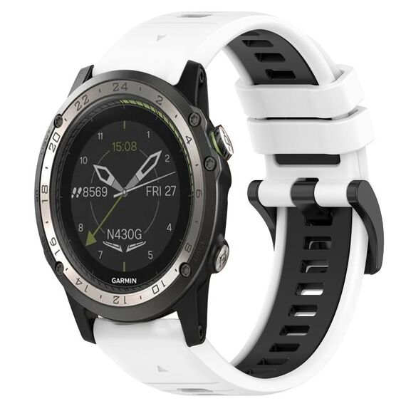Per Garmin D2 Charlie 26mm Cinturino sportivo in silicone bicolore (bianco + nero)