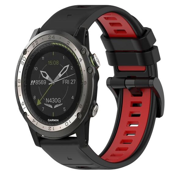 Per Garmin D2 Charlie 26mm Cinturino sportivo in silicone bicolore (nero + rosso)