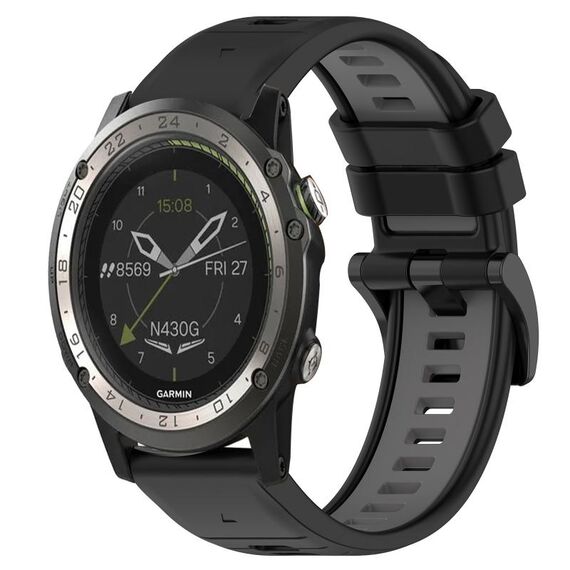 Per Garmin D2 Charlie 26mm Cinturino sportivo in silicone bicolore (nero + grigio)