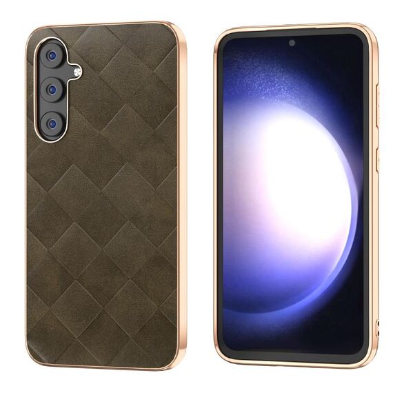 Per Samsung Galaxy Z Flip5 Nano Placcatura Weave Plaid Texture Custodia per telefono in PU (verde)