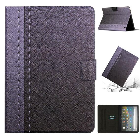 Per Amazon Kindle Fire Max 11 Custodia per tablet in pelle con cuciture a tinta unita (grigio)