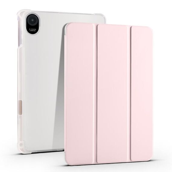 Per Honor Pad 8 Custodia per tablet in pelle TPU trasparente pieghevole a 3 pieghe (rosa ghiaccio)