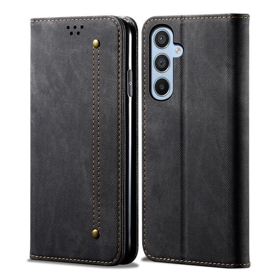 Per Samsung Galaxy S23 FE 5G Denim Texture Custodia orizzontale in pelle stile casual (nero)