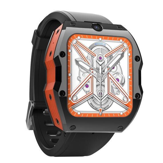 Modello X 1,99 pollici IP68 impermeabile Android 9.0 4G Dual Camera Ceramics Smart Watch, specifica: 2G + 16G (nero arancione)
