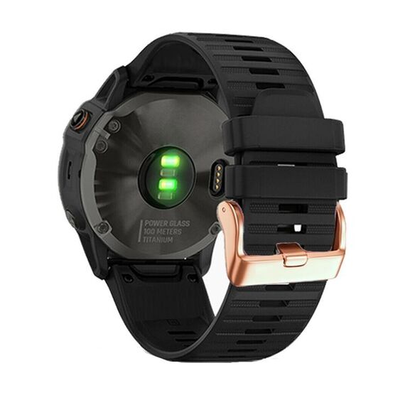 Per Garmin Fenix 7S / 6S Pro / 5S Plus Cinturino in silicone a sgancio rapido con fibbia in oro rosa da 20 mm (nero)
