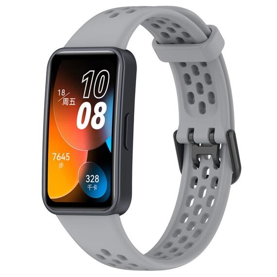 Per cinturino in silicone traspirante tinta unita Huawei Band 8 (grigio)