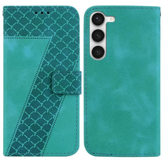 Custodia per telefono in pelle goffrata a forma di 7 per Samsung Galaxy S23 5G (verde)