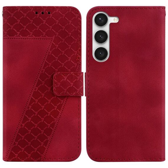 Custodia per telefono in pelle goffrata a forma di 7 per Samsung Galaxy S23 5G (rossa)
