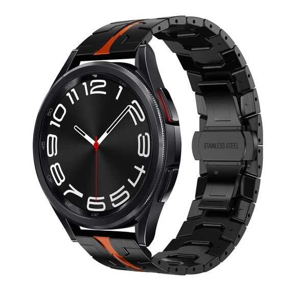 Per Samsung Galaxy Watch 6/6 Cinturino classico in acciaio inossidabile in metallo (nero rosso)
