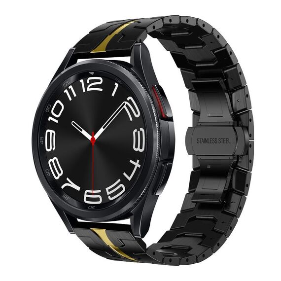 Per Samsung Galaxy Watch 6/6 Cinturino classico in acciaio inossidabile in metallo (oro nero)
