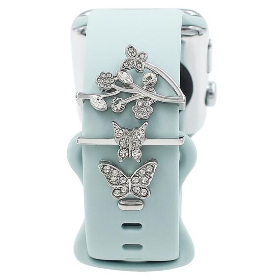 3 pz/set Smart Watch Cinturino in silicone Anello decorativo Farfalla Fibbia Cinturino Decorazioni(1)