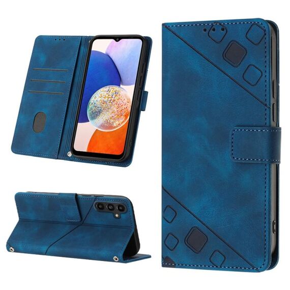Custodia in pelle goffrata per Samsung Galaxy S23 FE 5G (blu)