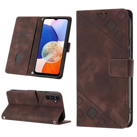 Custodia in pelle goffrata per Samsung Galaxy S23 FE 5G (marrone)