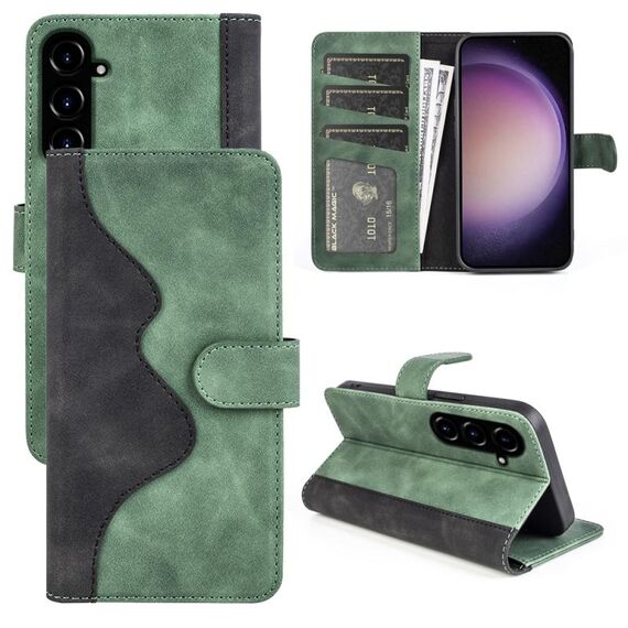 Custodia per cellulare in pelle con cuciture orizzontali per Samsung Galaxy S23 FE 5G (verde)