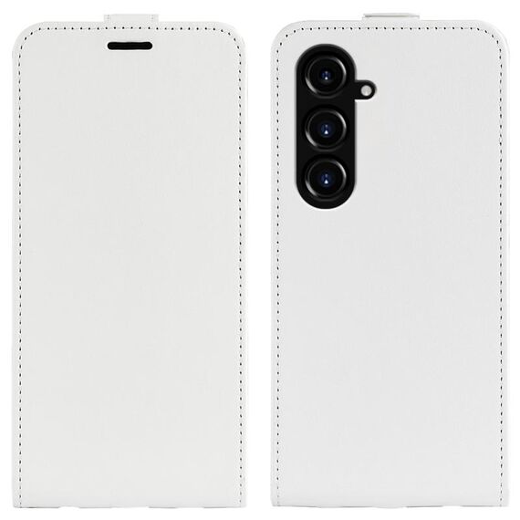 Per Samsung Galaxy S23 FE 5G R64 Custodia per telefono in pelle a conchiglia verticale Texture (bianca)