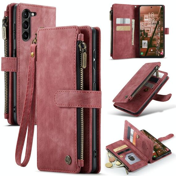 Custodia multifunzionale in pelle per Samsung Galaxy S23 5G CaseMe C30 (rossa)