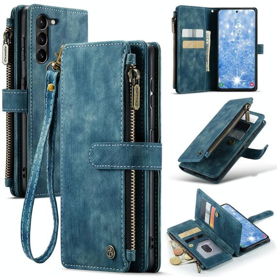Custodia multifunzionale in pelle per Samsung Galaxy S23 5G CaseMe C30 (blu)