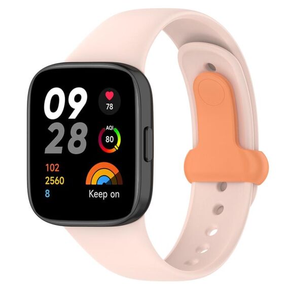 Per cinturino orologio in silicone con bottone a bottone Redmi Watch 3 (rosa chiaro + arancione)