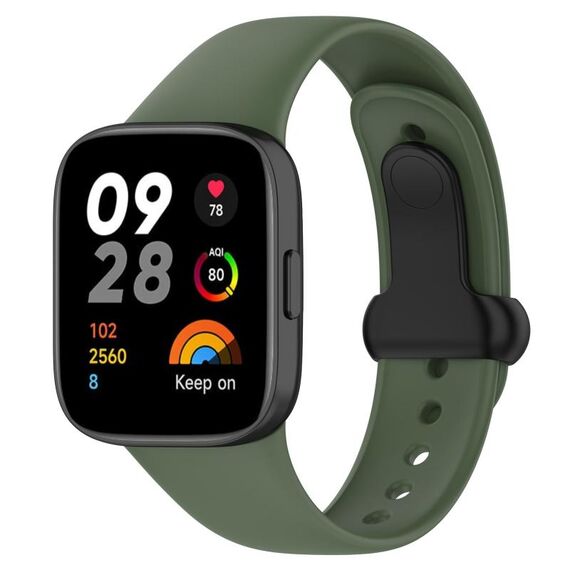 Per cinturino orologio in silicone con bottone a bottone Redmi Watch 3 (verde chiaro + nero)