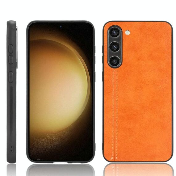 Per Samsung Galaxy S23 5G Sewing Cow Pattern Skin Custodia per PC + PU + TPU (arancione)