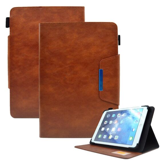 Custodia per tablet in pelle con chiusura magnetica a croce in pelle scamosciata da 7 pollici (marrone)