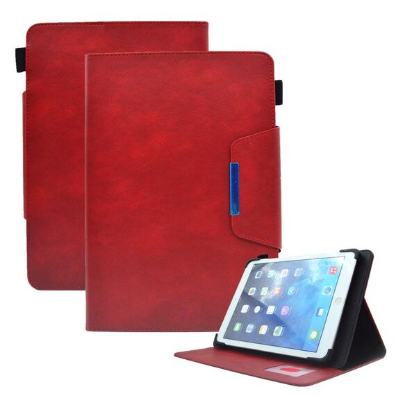 Custodia per tablet in pelle con chiusura magnetica a croce in pelle scamosciata da 8 pollici (rosso)