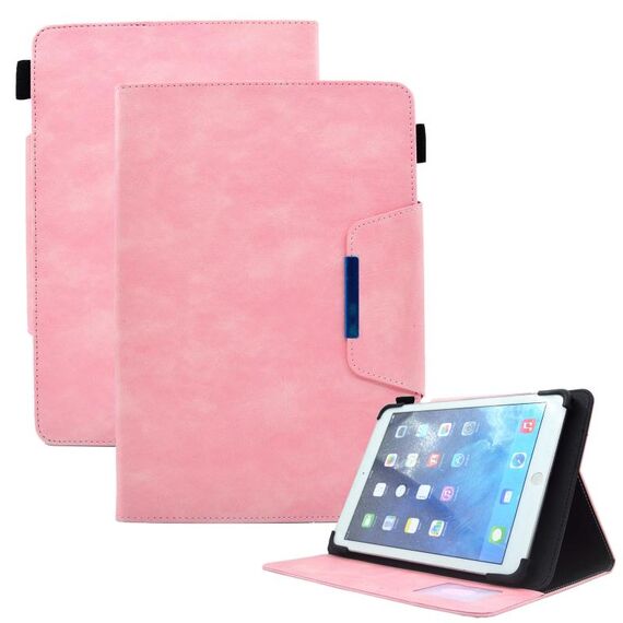 Custodia per tablet in pelle con chiusura magnetica a croce in pelle scamosciata da 10 pollici (rosa)