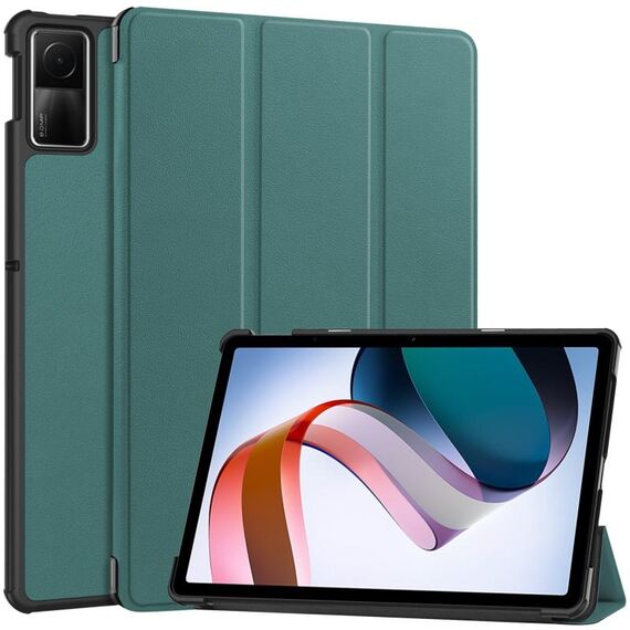 Custodia per tablet in pelle con supporto a 3 pieghe in puro colore per Xiaomi Redmi Pad SE Custer (verde scuro)