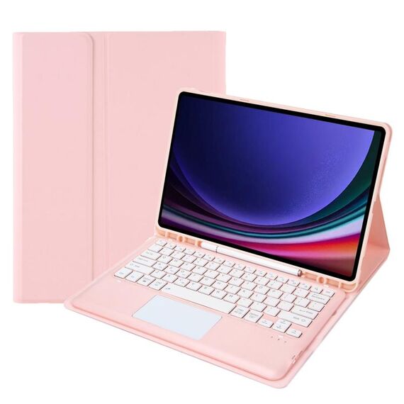 A810B-A Per Samsung Galaxy Tab S9+ Touch Pad Custodia per tablet in pelle con tastiera Bluetooth staccabile (rosa)